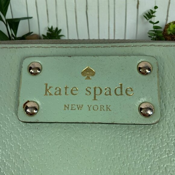 Kate Spade Wellesley Neda Wallet Large Zip Mint Mojito Green Leather WLRU-1153 - Picture 6 of 15